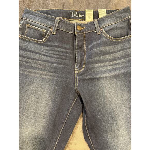Time and Tru Jeans Womens 12 Blue High Rise Skinny Stretch Denim Distressed Wash - Picture 5 of 12